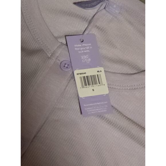 Florence by Mills Romper Small Lavender Purple Long Sleeve Button Front Ribbed - Picture 3 of 5